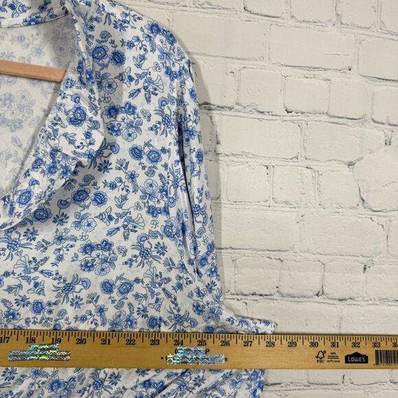 Floral Baby Doll Blouse Women Plus 4X Flowy Balloon Sleeve Cottage Prairie Top - Picture 6 of 10